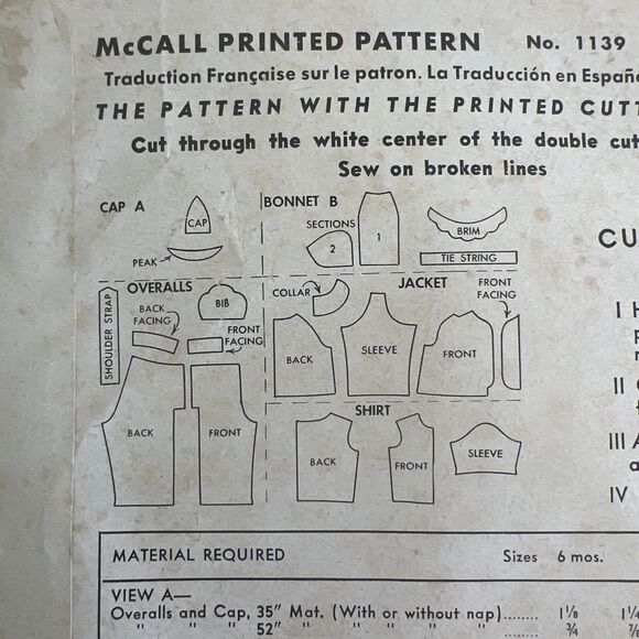 Vintage 1940s McCalls Sewing Pattern 1139 Toddler Playsuit Overalls Jacket Shirt - Picture 3 of 4